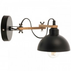 Απλίκα Τοίχου 1xE27 230V Μαύρη Μέταλλο με Ξύλο 43382-BL